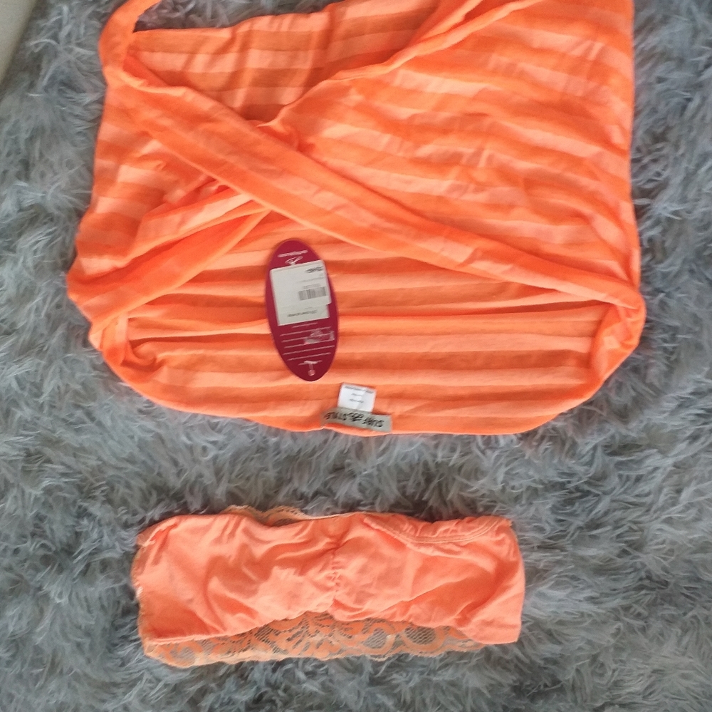 NWT Surf style strapless bralette and Cover Up